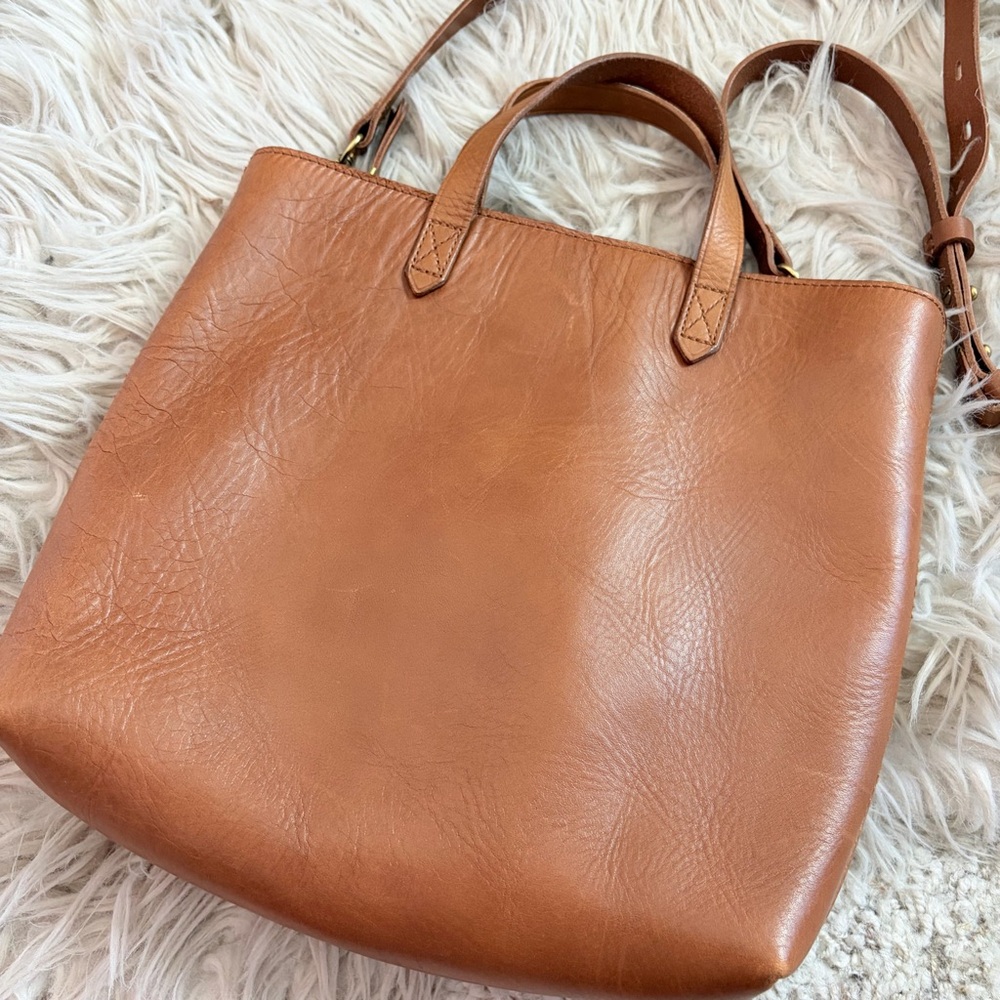 Madewell Zip Top Mini Transport Tote in English Saddle Leather - Picture 4 of 10